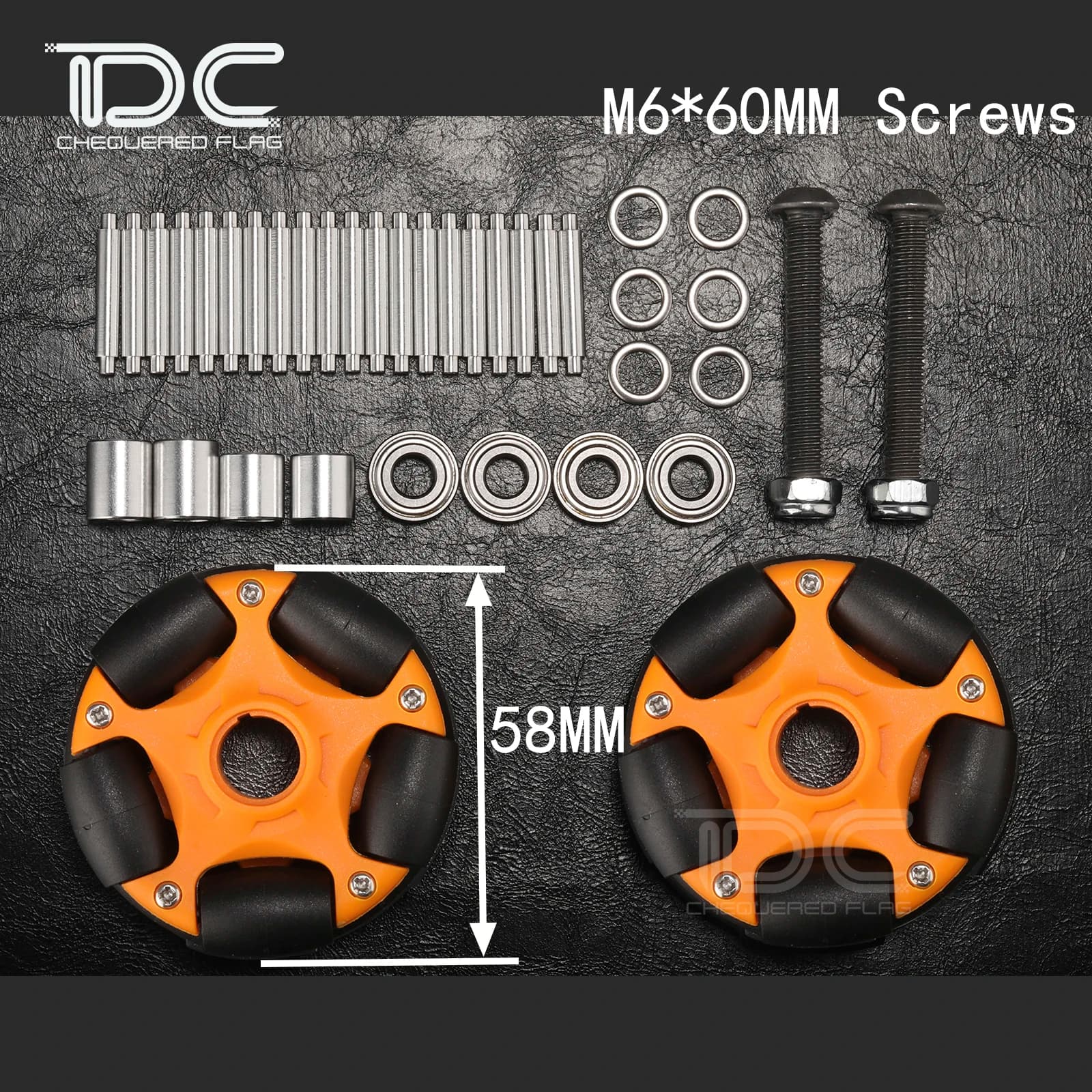 Ruote Omni Easy da 58 mm per accessori per biciclette pieghevoli Brompton con cuscinetto Viti M6 * 60mm Capacità di carico di 10 kg Portapacchi W