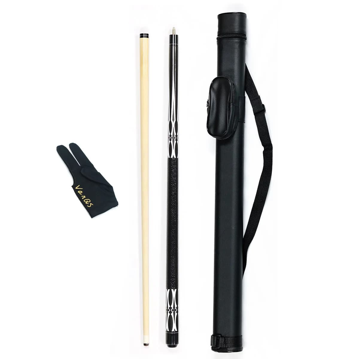 VanQS Set stecca da biliardo combinata per giocatori di biliardo economico per principianti con stecca con punta da 1/2 13 mm, una borsa per stecca e guanto in vendita