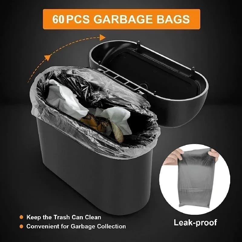 1 pz mini pattumiera per auto a prova di perdite con coperchio piccoli accessori per auto include 60 (300) sacchetti della spazzatura per interni del veicolo