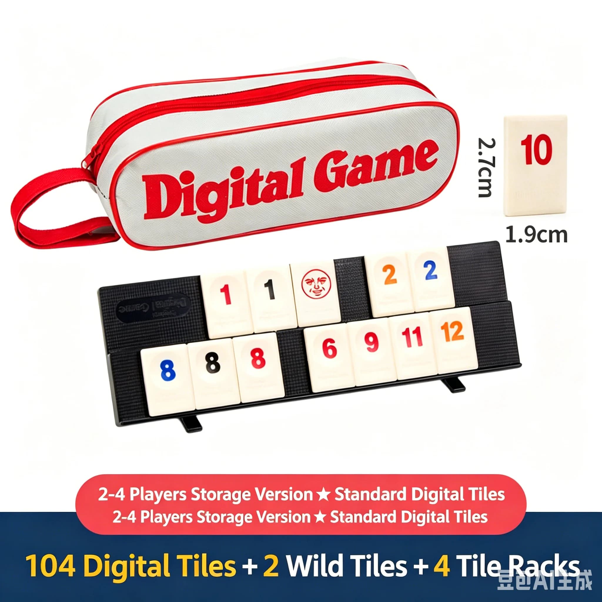 Gioco di Strategia Classico Digitale Mahjong Israeliano Rummikub con Borsa da Trasporto Portatile, Kit da Viaggio Formato Standard