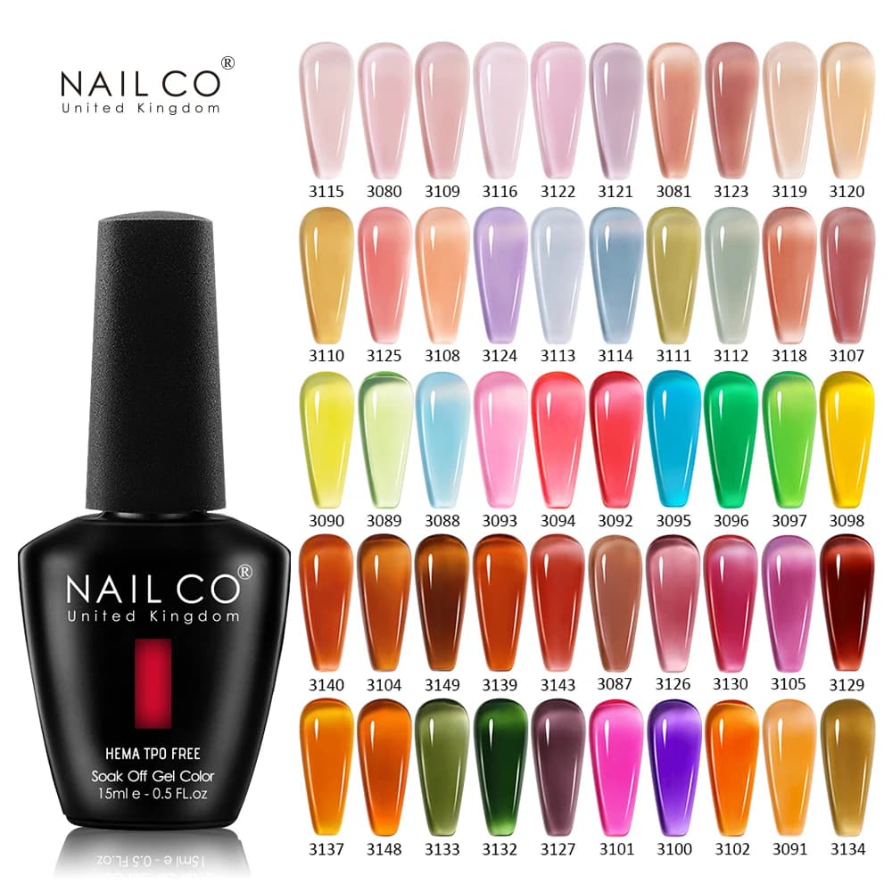NAILCO 15ml Smalto Gel Trasparente Serie Colori Rossi, Rosa, Blu per Nail Art, Manicure, Design Unghie, Lacca Gel