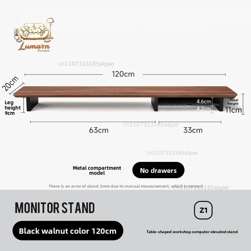 80/100/120cm Monitor Stand Black Walnut Computer Screen Base Ergonomic Desktop Laptop Shelf Premium Home Office Desk Organizer
