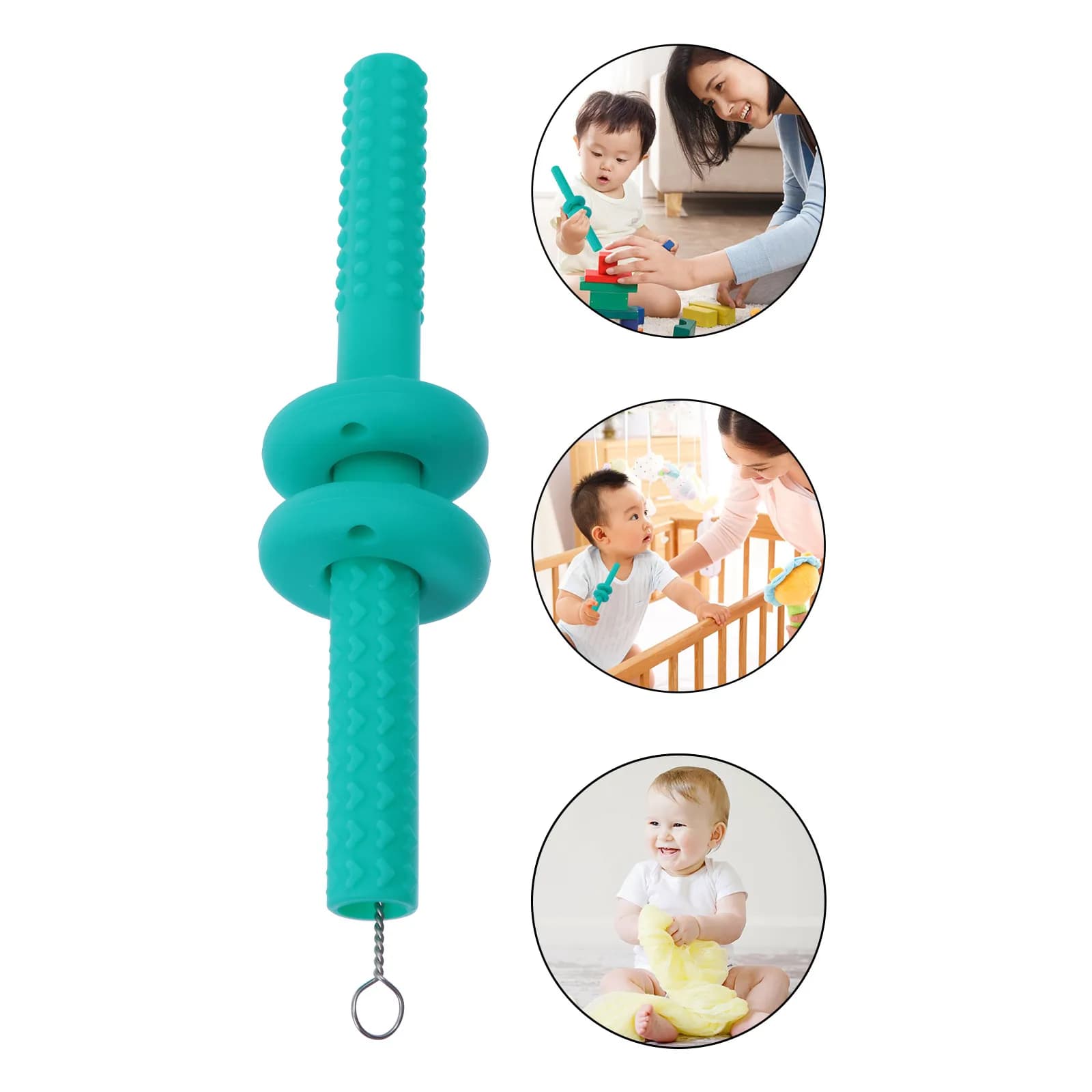 Set di 1 Massaggiagengive Cavo in Silicone Morbido e Flessibile per Neonati, Tubo da Masticare per la Dentizione, Giocattolo Massaggiagengive Cavo per Neonati