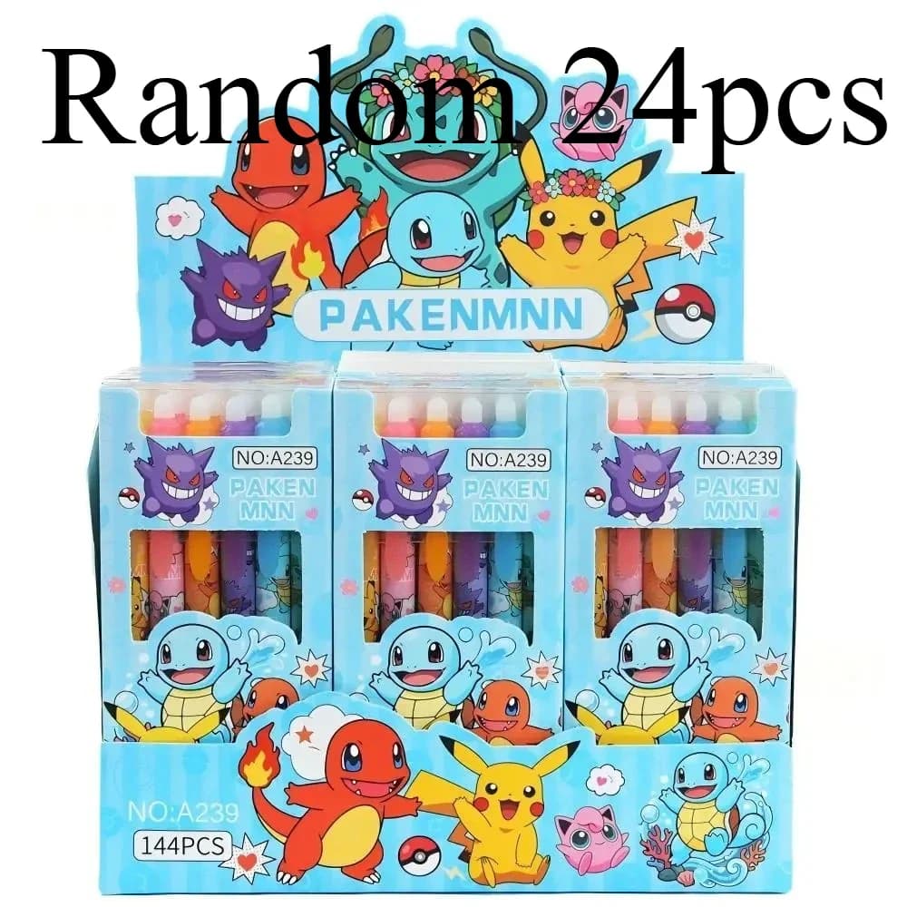6/12/24pcs Pokemon 0.5mm Blue Ink Erasable Neutral Pens Cute Student School Supplies Cartoon Stationery Rubbable Pen