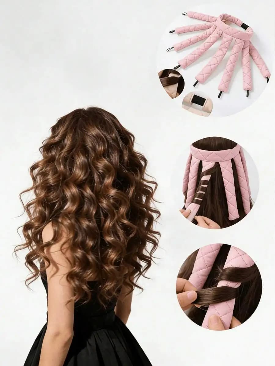 1 pezzo Ferro arricciacapelli senza calore, Ferro arricciacapelli a fascia e Ferro arricciacapelli a caldo, Set di strumenti per lo styling dei capelli, Strumenti per arricciare senza calore