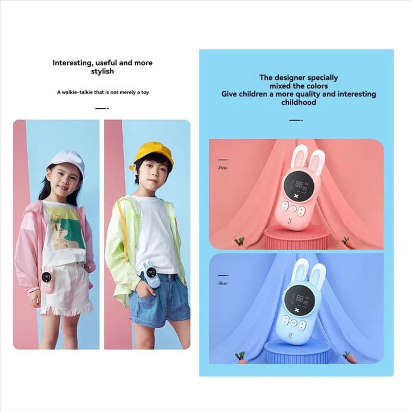 Eccellente set di walkie-talkie per bambini con cartoni animati, interfono radio UHF, portata 3 km, mini regalo di design per chiamate telefoniche per ragazzi e ragazze