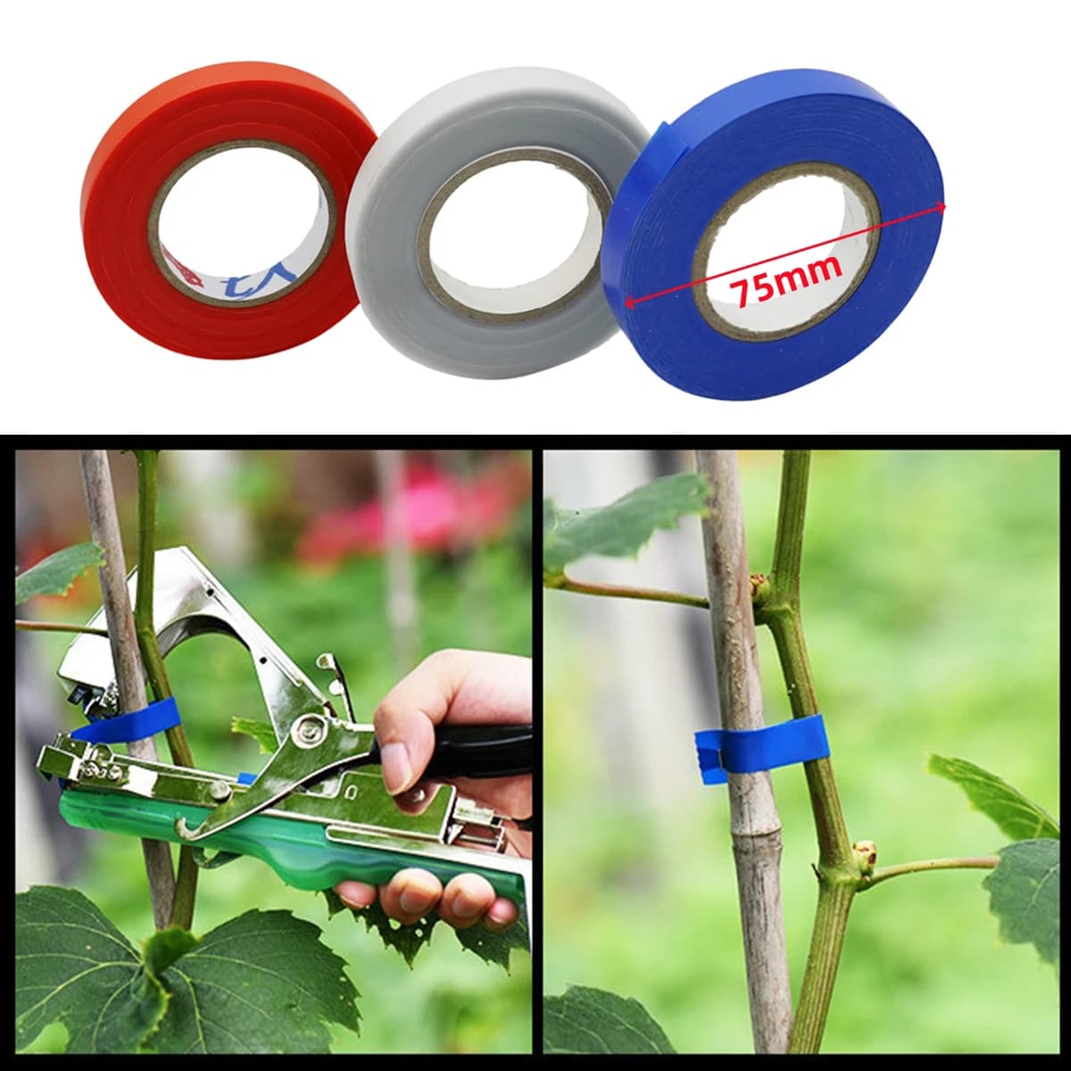 Set da 3 Pezzi: Legatrice Manuale da Giardino per Piante, Viti, Rami, Cavi - Ideale per Orto, Frutteto, Verdure, Uva, Pomodori, Cetrioli