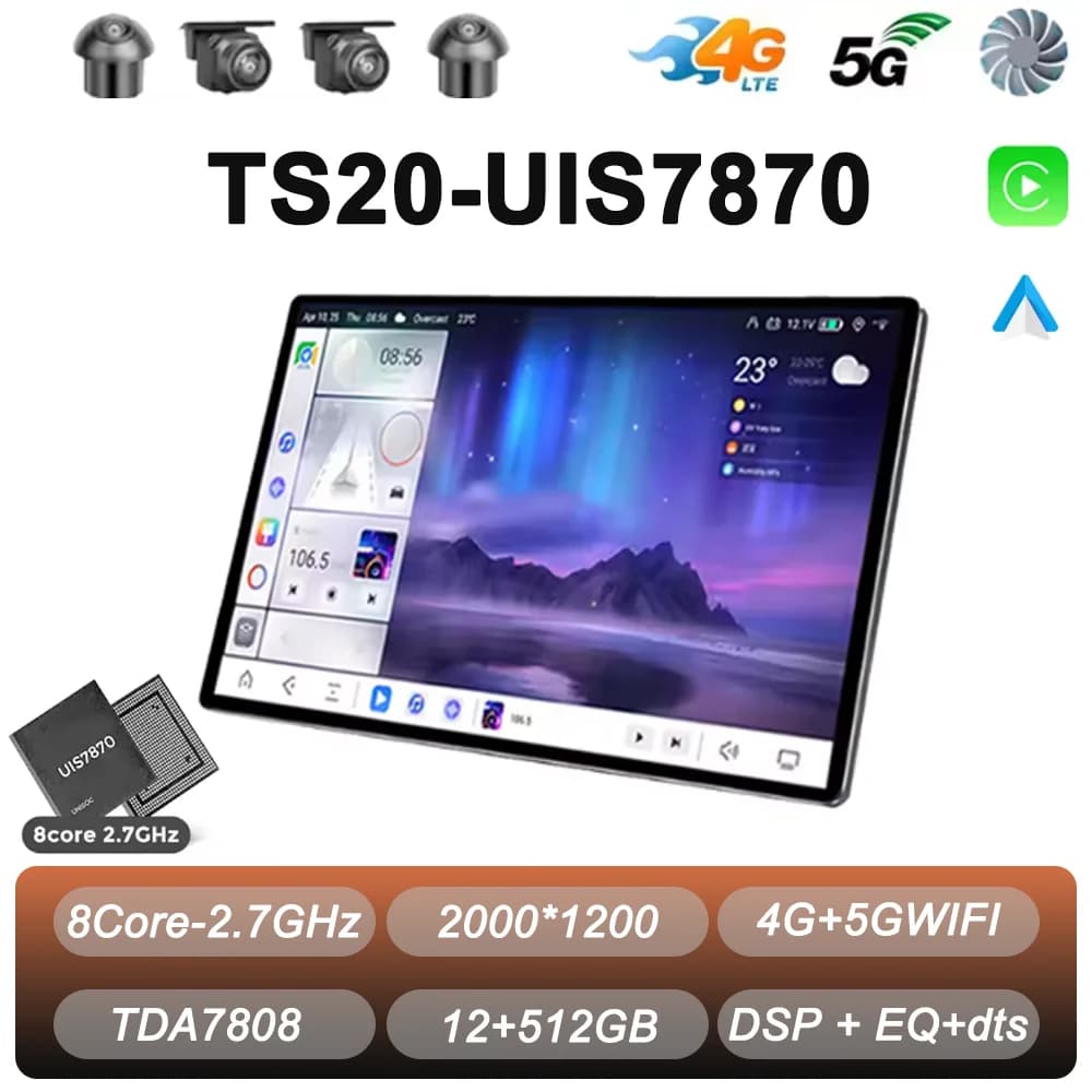 TS18 TS20 TS10 7870 Universale 13 pollici QLED 2K Schermo Android 13 Autoradio Lettore video multimediale Carplay DSP DTS Auto 2DIN