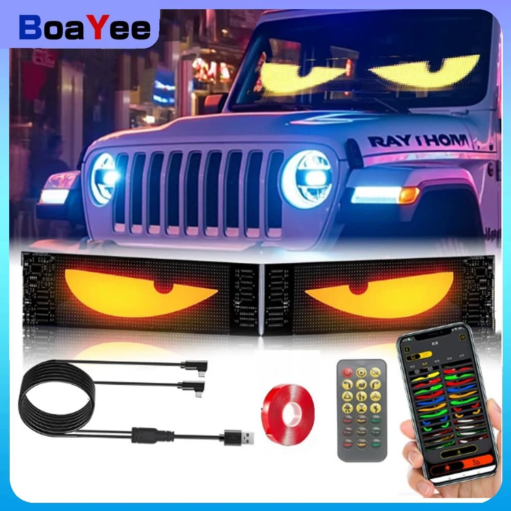 Devil Eyes Light Truck LED Parabrezza Eyes Pannello matric al neon flessibile personalizzato Display a LED per auto Occhi diabolici lampeggianti per auto