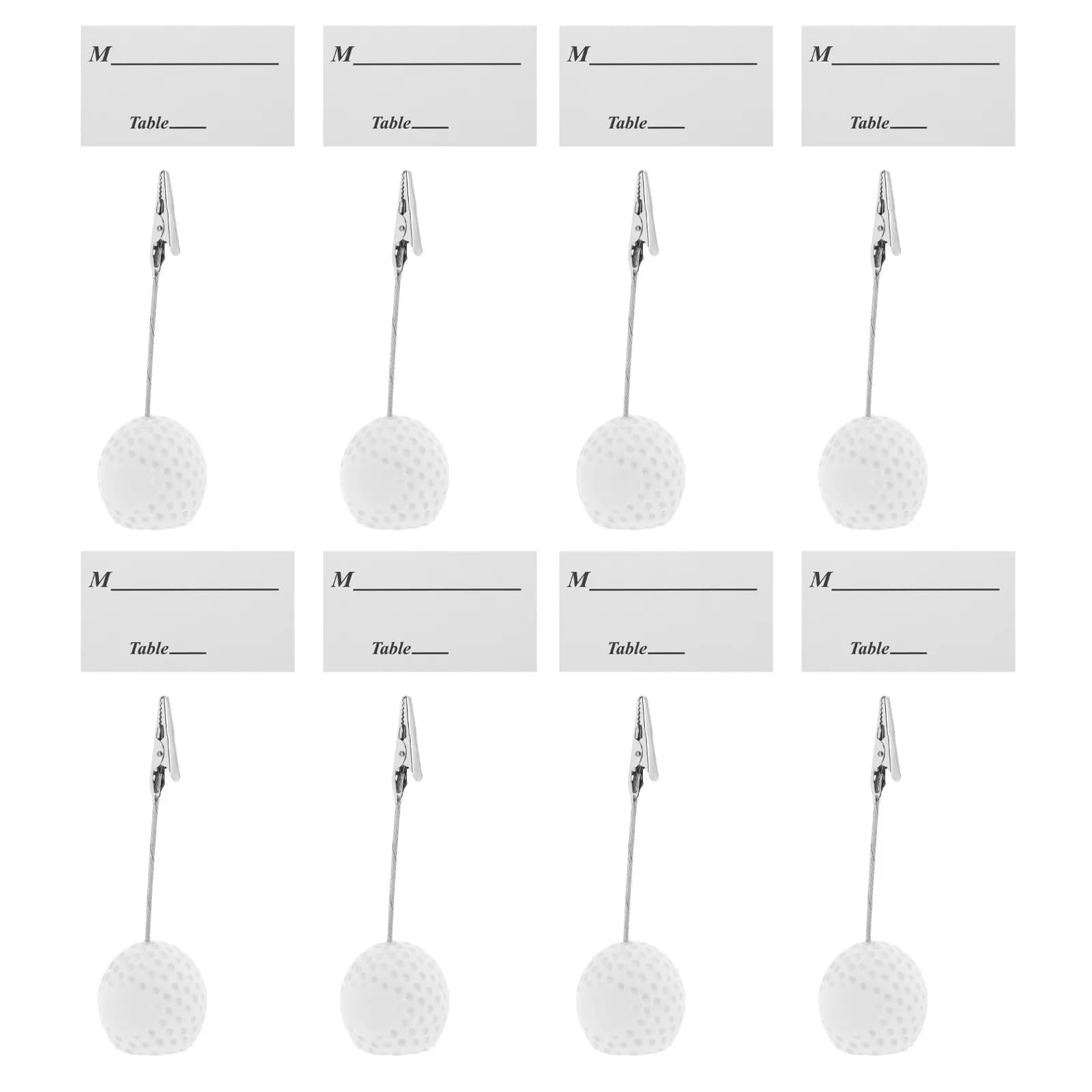 8 Pezzi Portafoto a Tema Golf con Base a Forma di Pallina, Supporti per Numeri da Tavolo e Clip per Cartellini Nomi, Accessori per Eventi, Matrimoni e Esposizioni da Scrivania