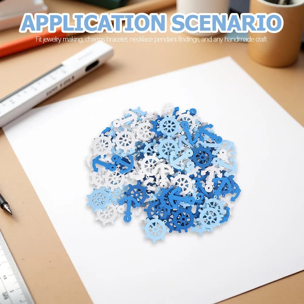 100 Pezzi di Ciondoli a Forma di Ancora in Legno 25x20mm per Creazione di Gioielli Fai-da-Te, Scrapbooking, Decorazioni per la Casa, Arte Murale con Ancore in Legno