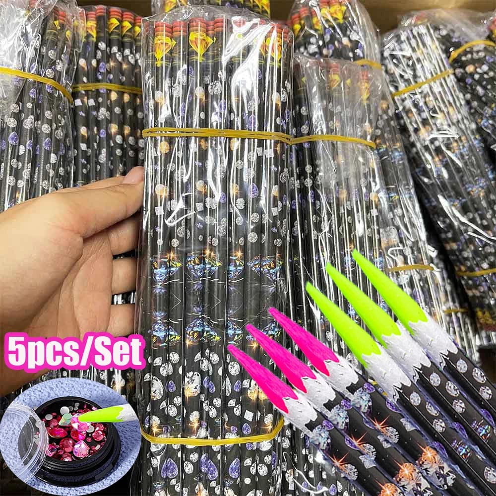 1/5pcs Professionale Strumento per punteggiare le unghie Perline Gemme Stud Picker Nail Art Design Penna di cera Strass Pick Up Point Drill Matita Stick