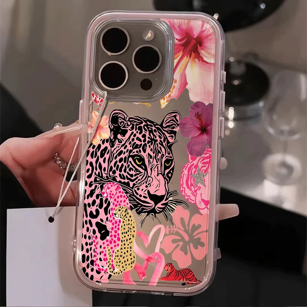 Bumper Shockproof Phone Case For iPhone 17 16 15 14 12 11 13 Pro Max 14 16 15 8 Plus 17E AIR SE X XR XS Pink Leopard Y2K Cover