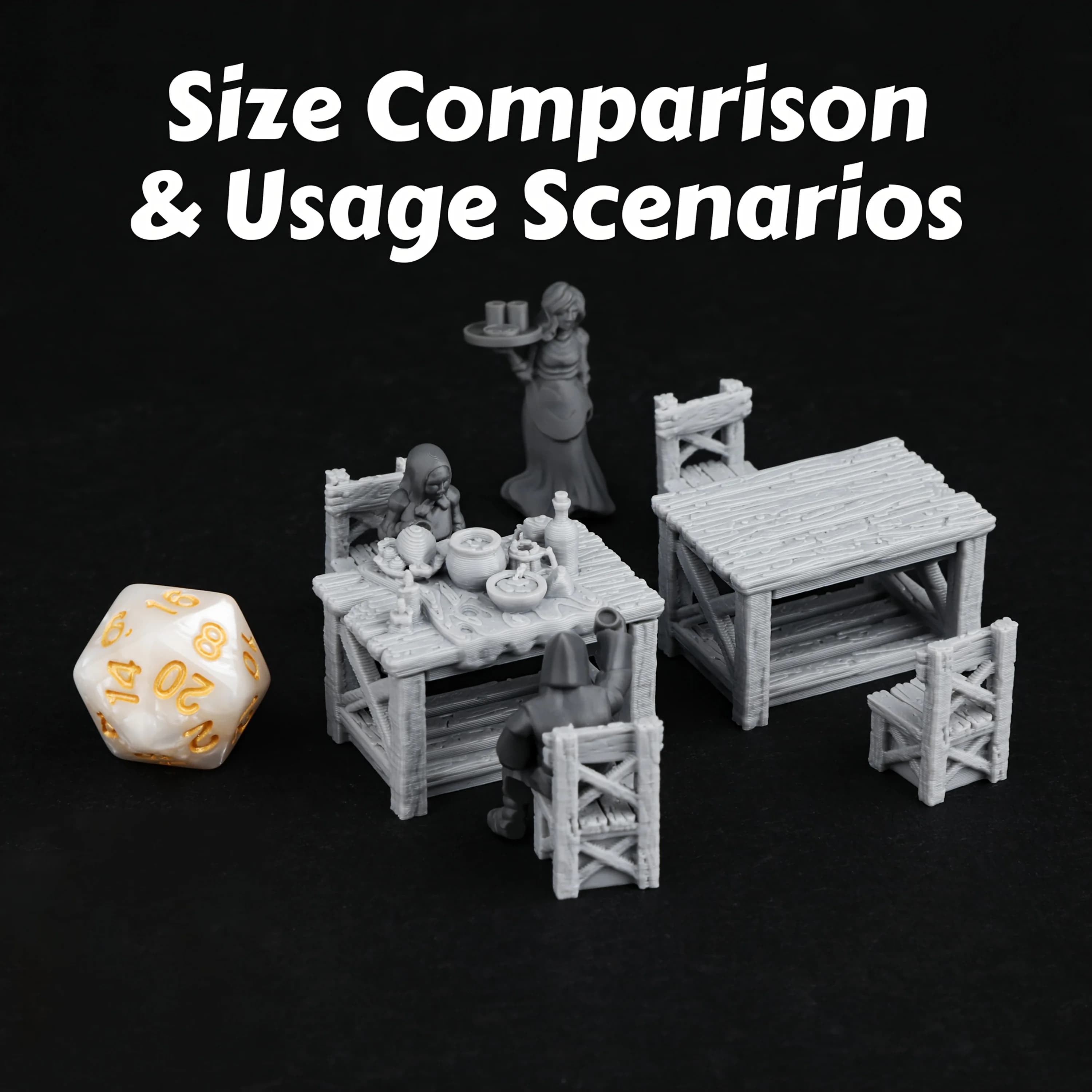 Terreno in Miniatura per Giochi di Ruolo | Set di Mobili da Pranzo in Miniatura Stile Rustico | Aggiunte per giochi di ruolo RPG per gli appassionati di giochi da tavolo
