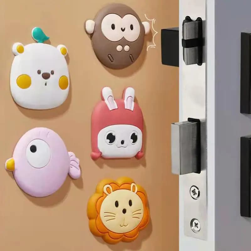 Cartoon Door Stopper Silicone Handle Bumpers Self-adhesive Wall Protector Mute Anti-Shock Stickers Wall Mat For Home Improvement