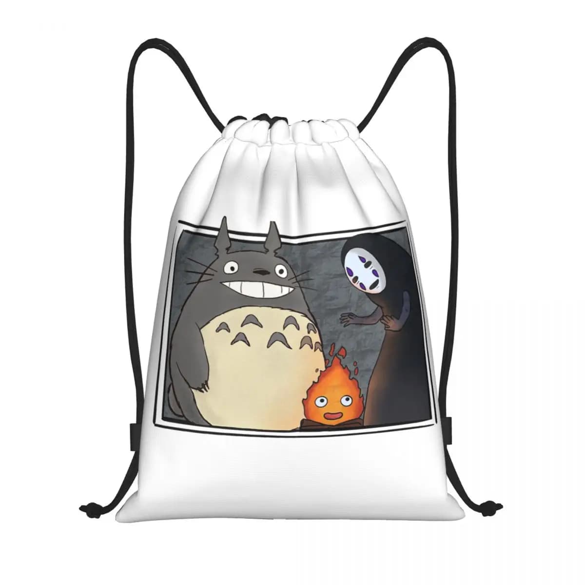Zaini Three Ghibli Friends, borse portatili con coulisse, borse per scarpe, borse per libri, per uomo, donna, studenti