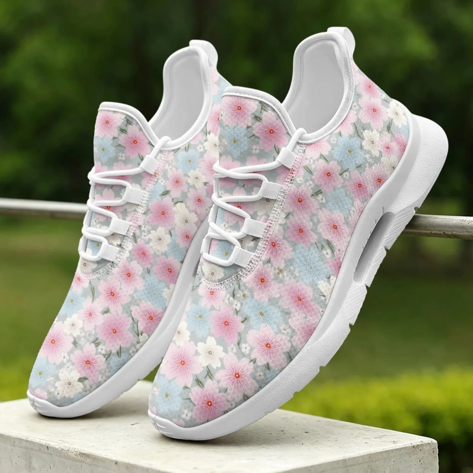 XIXIRIMIDO Women Lace-up Casual Shoe Nurse Shoes Women's Sandals Men's Sneakers and Casual Shoes Tenis Feminino Cherry Blossoms