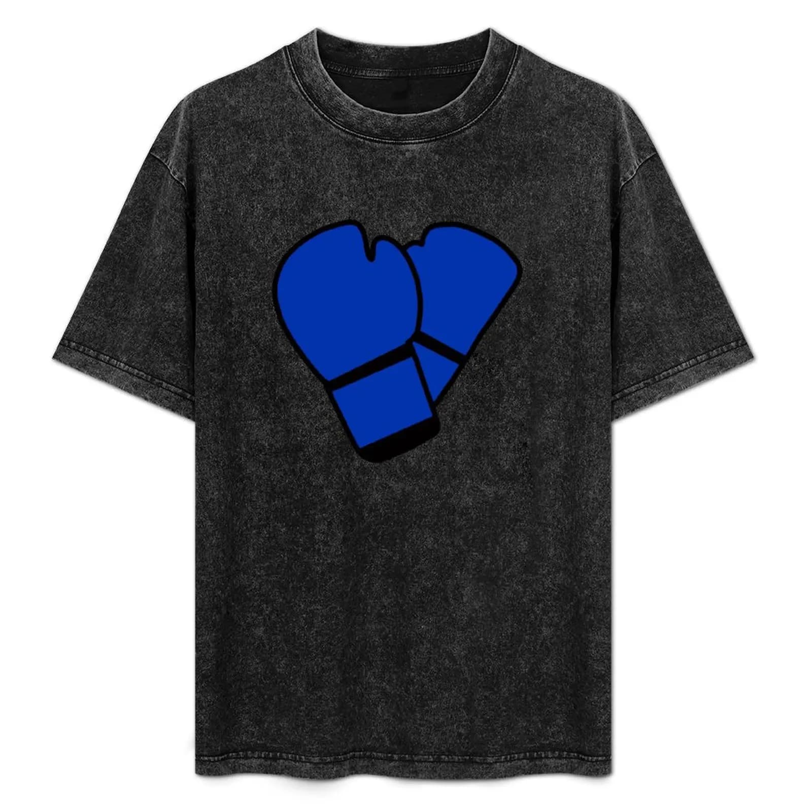 T-shirt sportiva blu con guanto da boxe, abbigliamento da palestra, maglietta traspirante a maniche corte