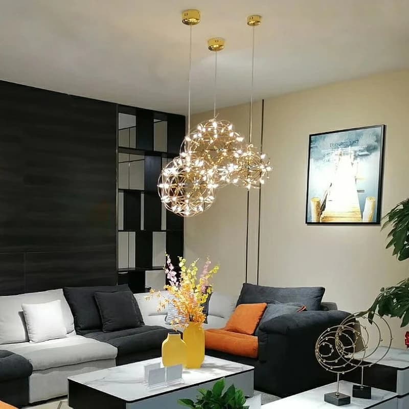 Lampadario Industriale a Sfera Scintillante di Design di Alta Gamma in Acciaio Inossidabile con Doppio Chip LED per Loft, Caffè, Bar e Ristoranti