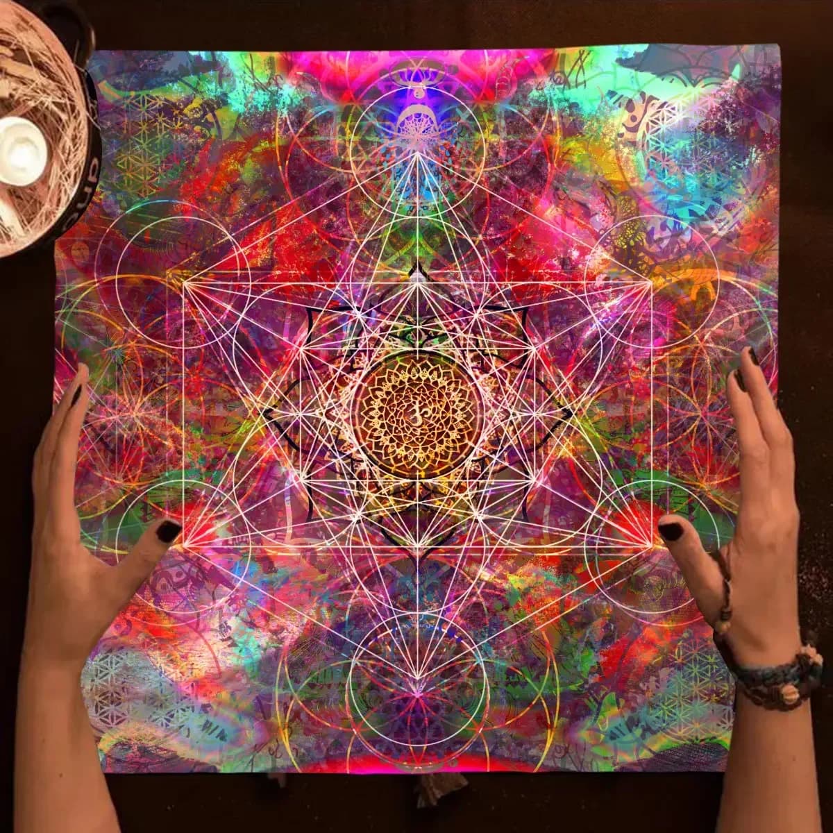 Colorato geometria astratta tarocchi tovaglia altare panno tarocchi diffusione panno carta Pad stregoneria astrologia Oracle tarocchi Mat