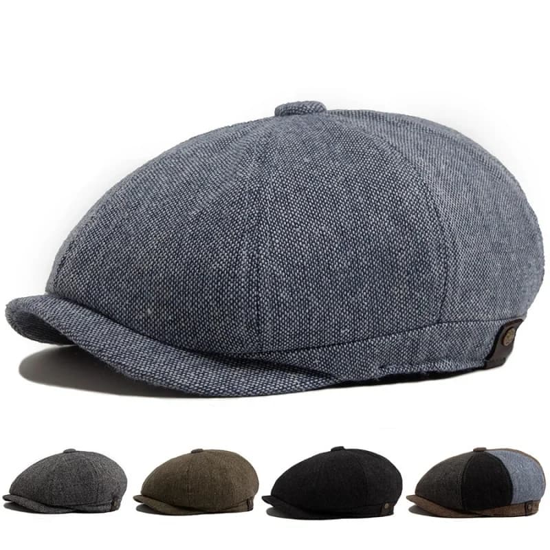 Cappelli da strillone da uomo Peaky Autunno Vintage Berretto ottagonale a spina di pesce Donna Casual Berretti a righe Gatsby Cappello piatto 55-60CM