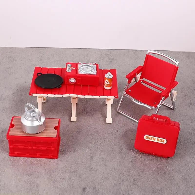 Hot Sale 1:12 Miniature Doll House Camping Picnic Set Gas Stoves Model Decor Toy Doll Home Accessories