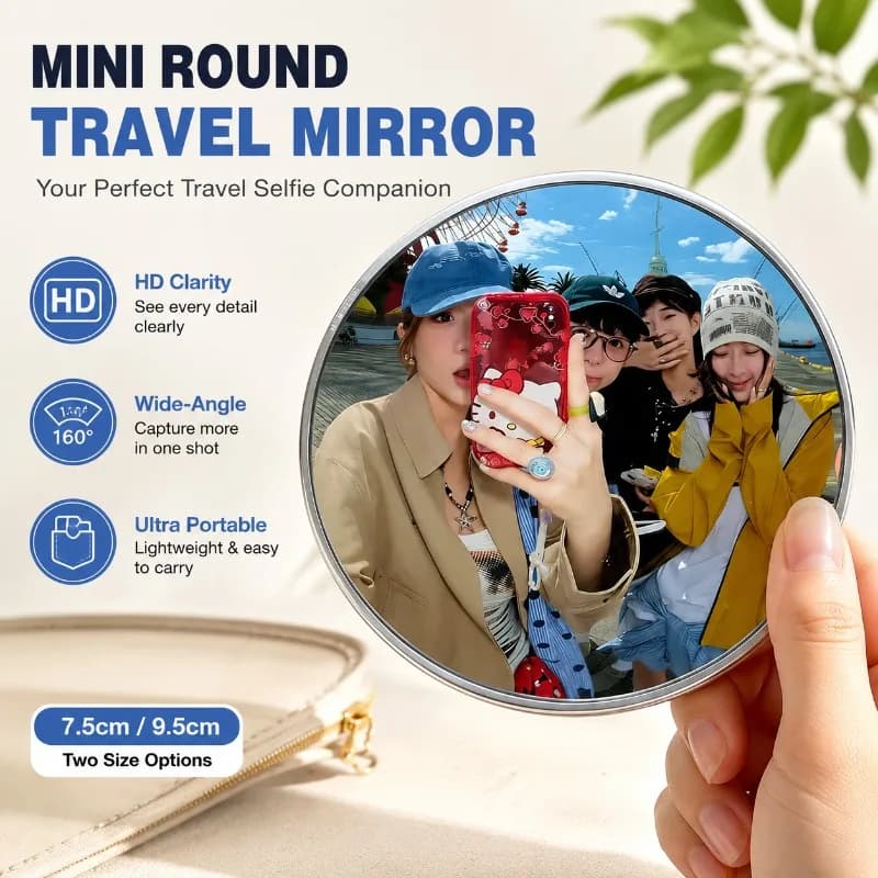 Portable Round Convex Mirror Handheld Wide Angle Shooting Prop Handmade DIY Travel Photo Accessory Creative Outdoor Photography
