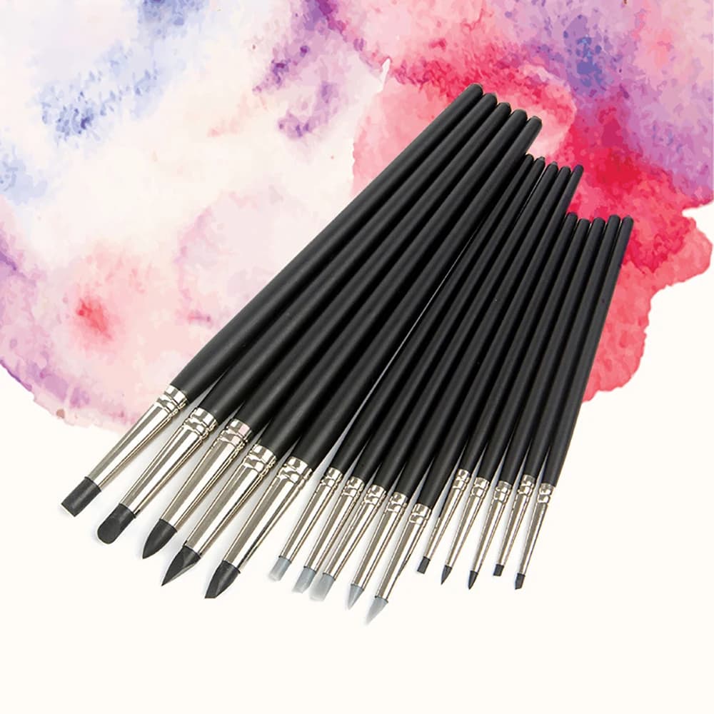 5 pezzi pennelli per modellatori di colori con punta in Silicone con salvietta per la pulizia per pittura a olio ad acquerello penna per scolpire l'argilla polimerica strumenti per Nail Art