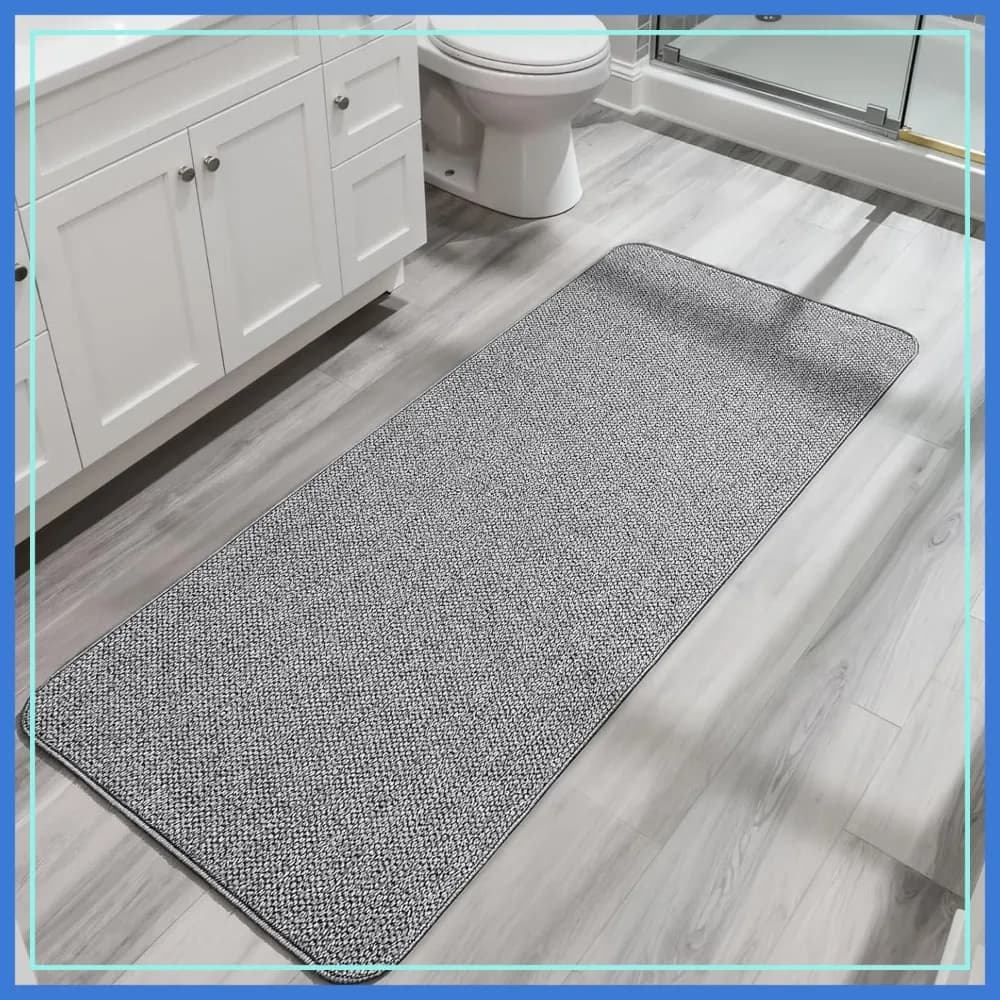 Tappetino da Bagno Ultra Sottile, Asciugatura Rapida Antiscivolo, Lavabile in Lavatrice, Pelo Corto, 60x180 cm Grigio per Lavabo e Doccia