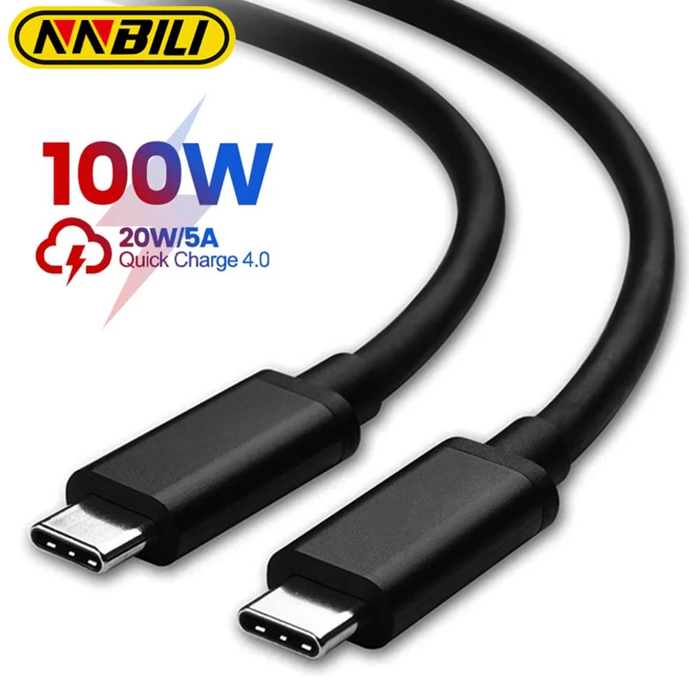 NNBILI 5A 100W USB Tipo C a Tipo C Cavo USB-C PD Cavo di ricarica rapido per MacBook Samsung Xiaomi Tipo-C Cavo USBC