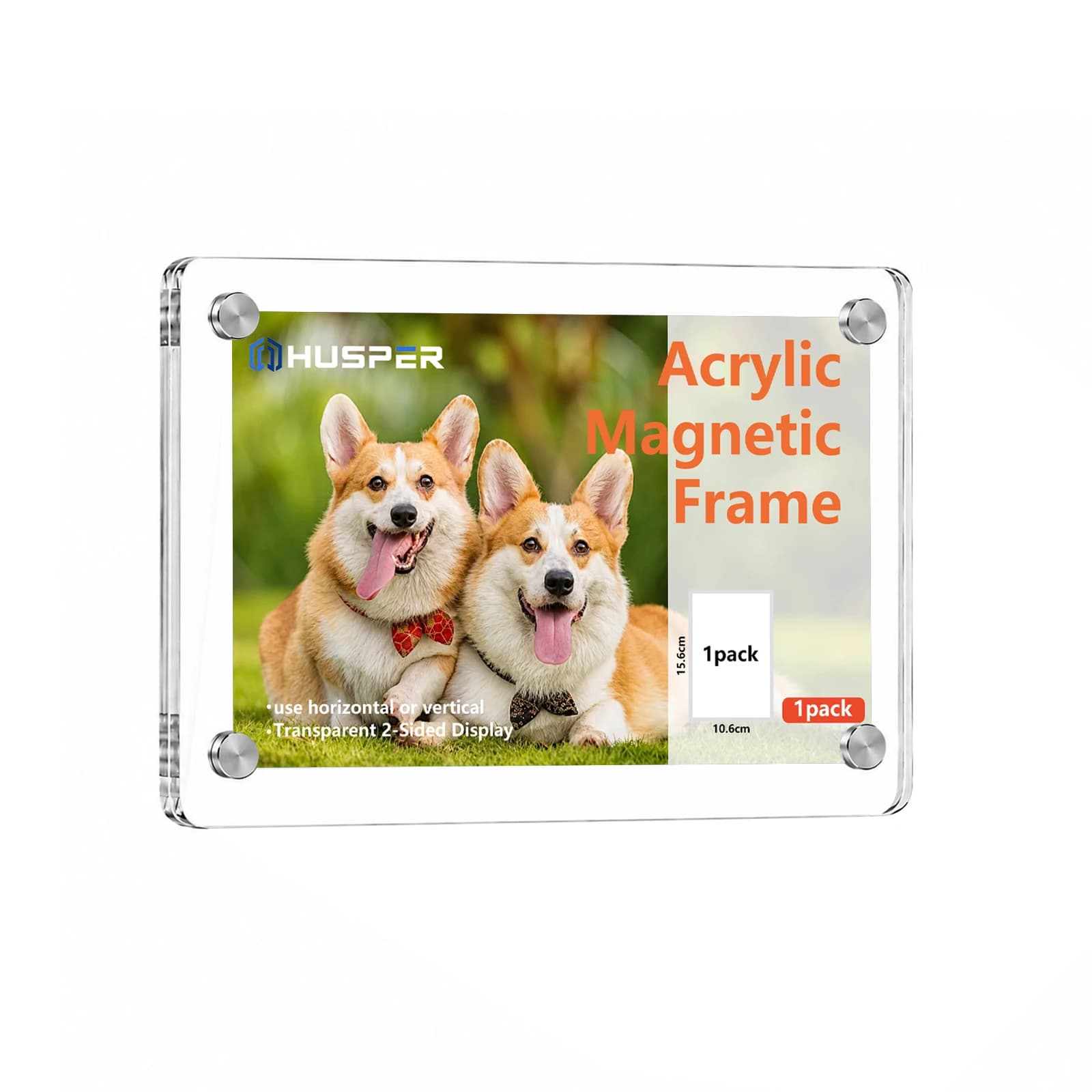 4x6 Inch Acrylic Magnetic Picture Frame for Fridge, Double Sided Clear, for Home, School, Office