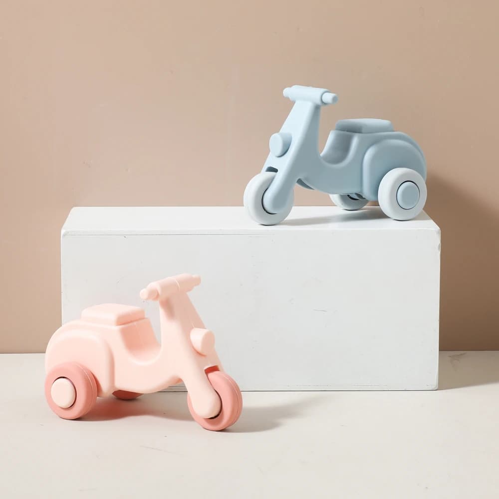 Baby Toys Montessori Silicone Silicone Electric Motorcycle 0 12 Months Newborn Baby Things Silicone Baby Teether Educational Toy