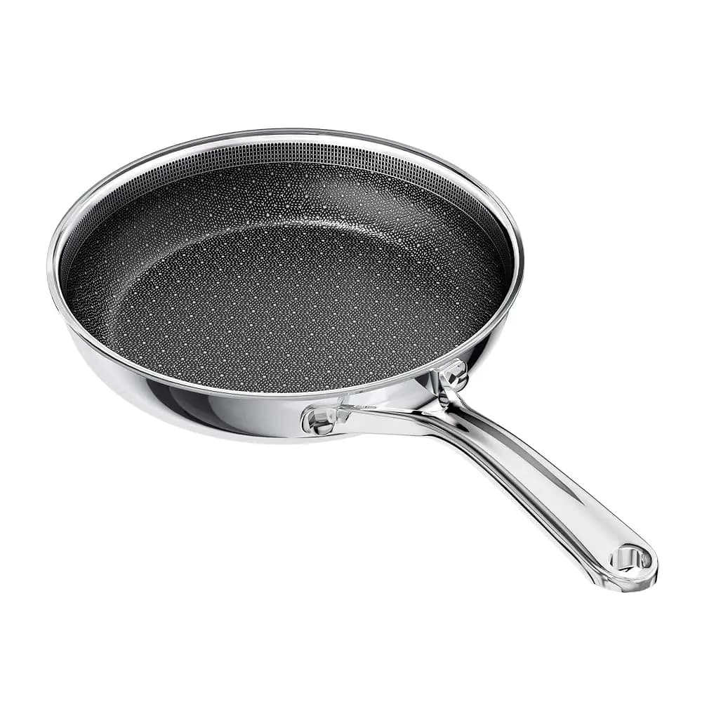 Padella Antiaderente 8 Pollici in Acciaio Inox e Ceramica, Pentola Antiaderente, Senza PFAS PFOA PTFE e Non Tossica, Compatibile con Induzione