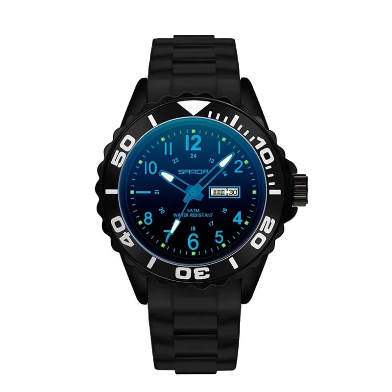 Fashion Sanda Top Brand 2022 New Women's Wrist Watch Dress Blue Watch Women's Watch With Silicone Strap With Day Montre Femme 1053