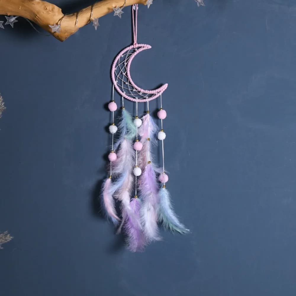 Cute with Light Dreamcatcher Ornament Feather Decor Boho Style Dreamcatcher Pendant Wall Hanging Home Wall Decor