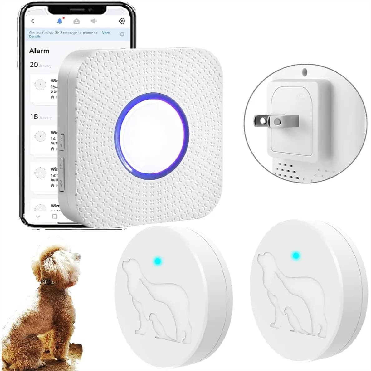 Campanello per Cani per Addestramento alla Toilette, Campanello Intelligente WiFi per Cani con App per Smartphone, Pulsante Touch Impermeabile, Ampio Raggio di Attivazione