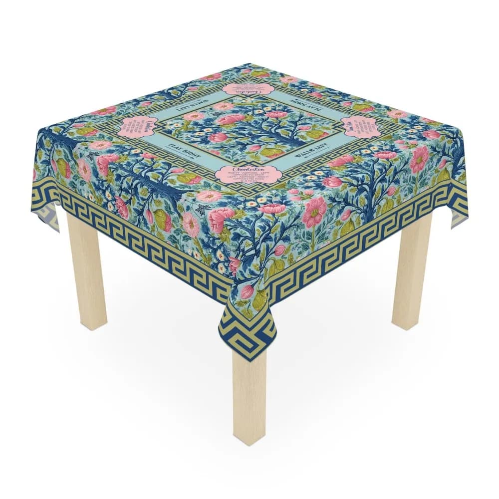 Garden Majesty Mahjong Square Tablecloth - Charleston Rules Instructions Game Night Decor Accessory
