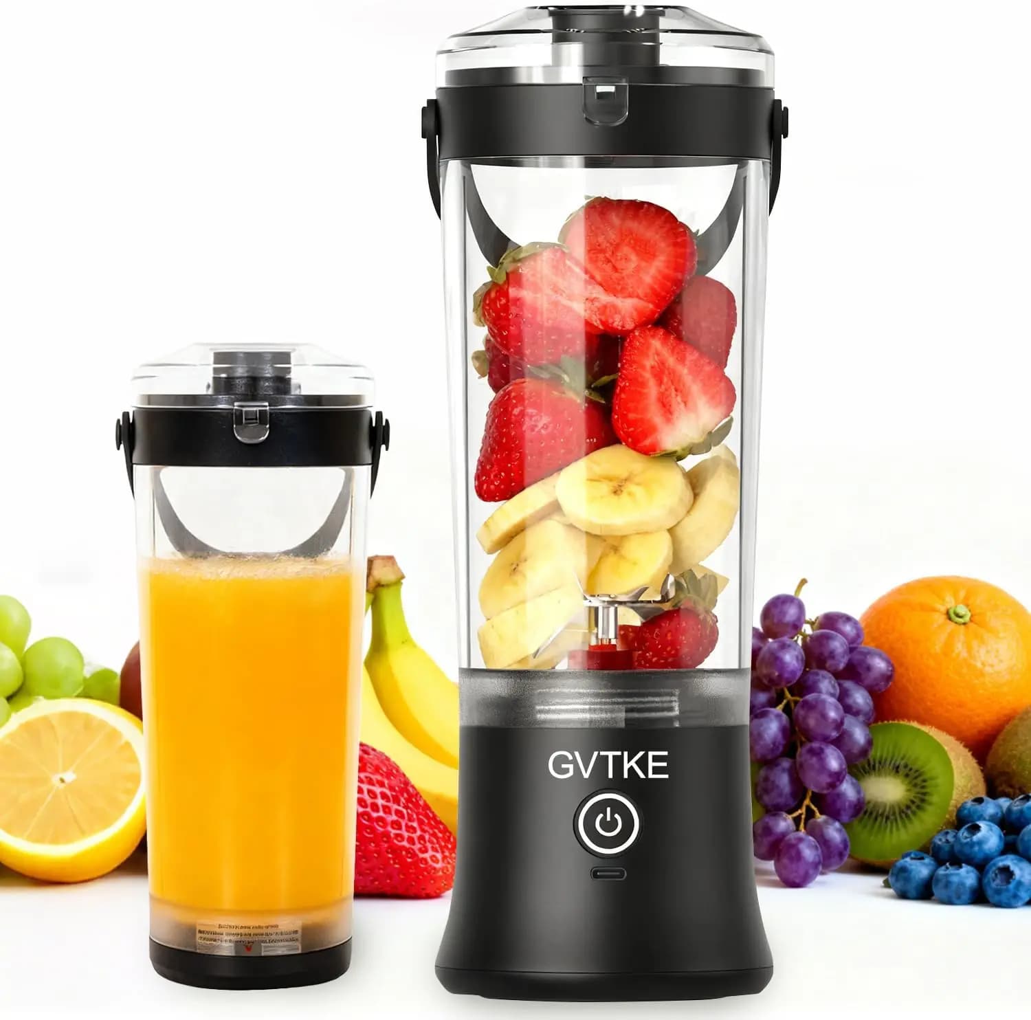 Portable Blender Dual Mode 18000 RPM 20 Oz Mixing Cup Ice Blend Frozen Fruit Blend Mini for Gym Travel Home (Black)