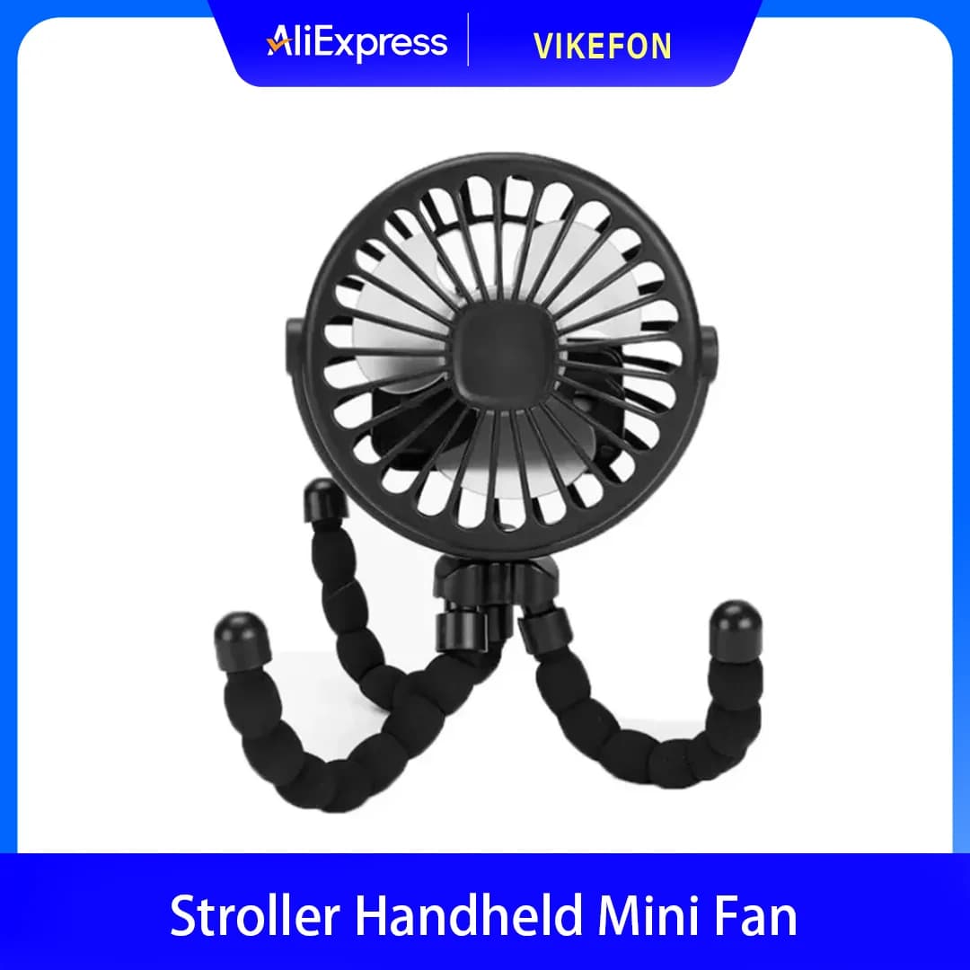 Multi Functional Student Baby Stroller Portable USB Mini USB Rechargeable Handheld Electric Fan for Home 3 Speeds
