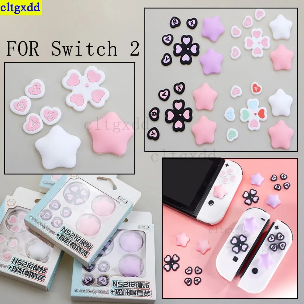 Cltgxdd 1 set adatto per Switch 2 thumb stick grip cover silicone morbido D-pad pulsante incrociato ABXY joystick cap
