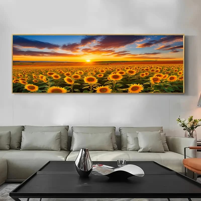 SELFLESSLY sunflower field Posters and prints Paintings on canvas Wall images for living Modern home decoration, without frame