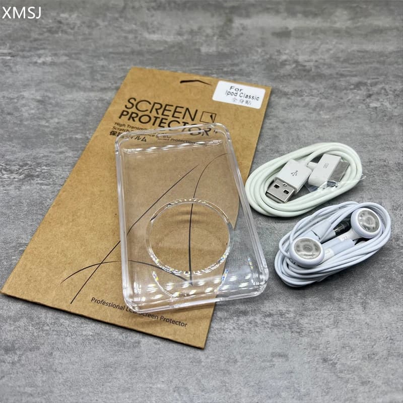 Cavo protettivo per schermo con custodia rigida in cristallo trasparente per cuffie per iPod 5th video 30gb 6th 7th classic 80gb 120gb 160gb