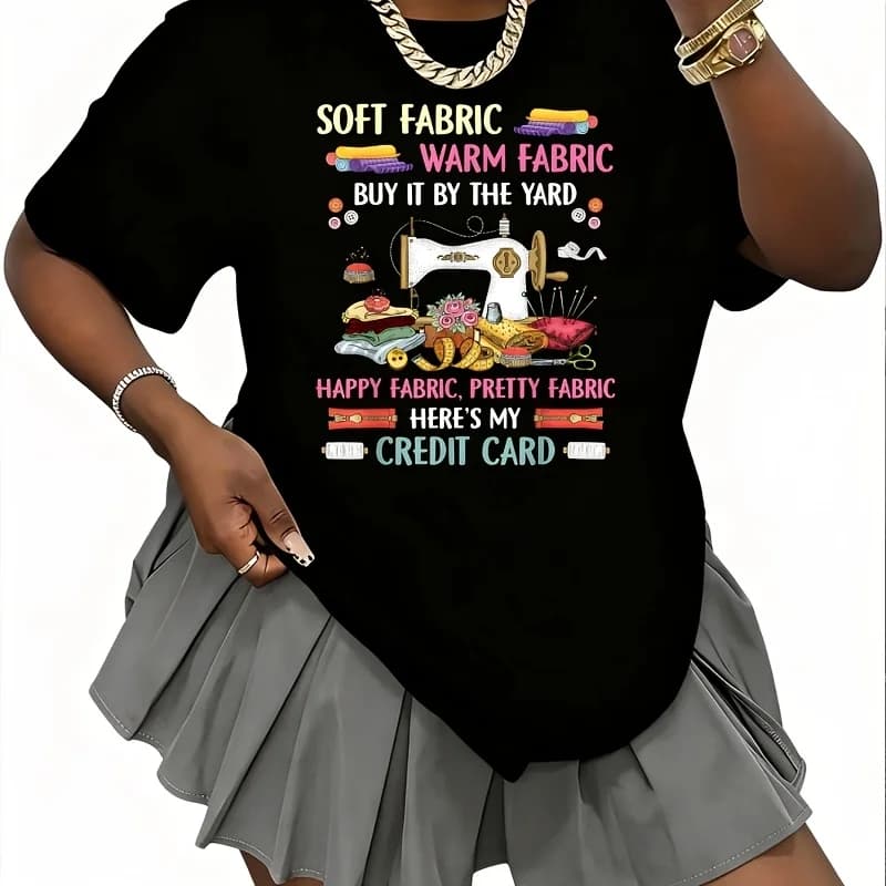 Funny Quilting Sewing Needle Sayings Sewer & Quilter Quilt Women's T-Shirt 100% Cotton Fun Print Short Sleeve Top Casual Round Neck Tee S-5Xl