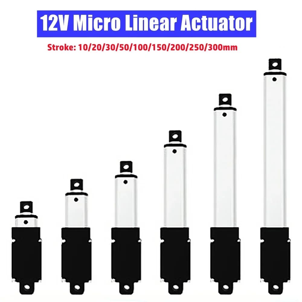 Motore micro attuatore lineare 12V 8 mm/s Mini automatico 60N (6 kg) Motore elettrico con asta di spinta telescopica 20mm/50mm/100mm/200mm/300mm
