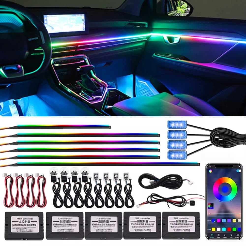 14/18/22 in 1 213 64 colori Rgb LED interni Streamer Symphony Auto Luce ambientale Acrilico con decorazione remota Lampada atmosfera