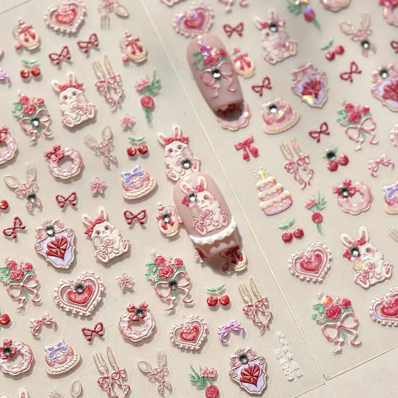1 pz 5d dolce stile kawaii simpatico coniglietto adesivi per unghie adorabile stile femminile decorazione per unghie ideale per adesivi casual quotidiani