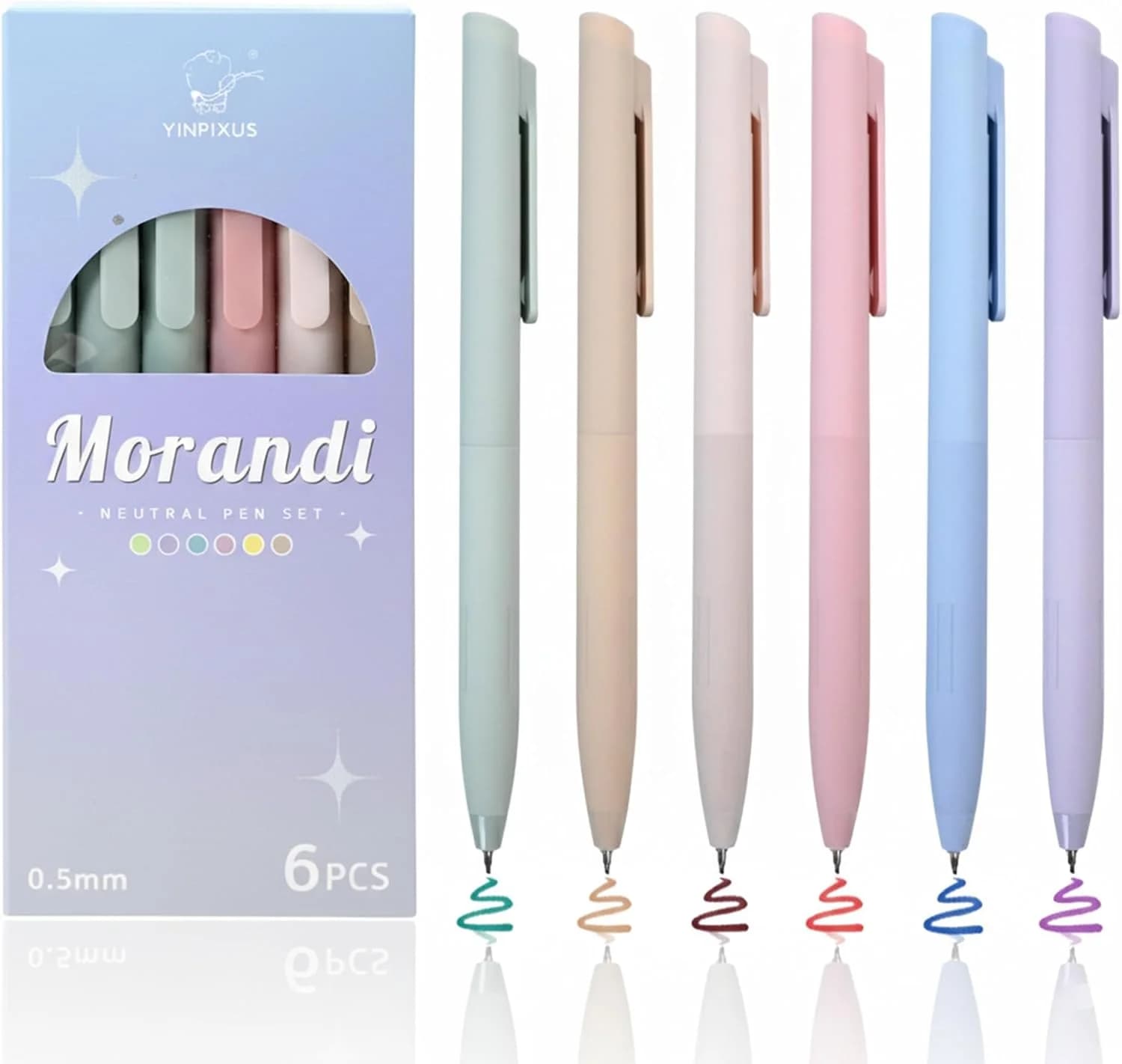 6pcs Pastel Gel Pens,Colored Ink Pens,Pens Colorful for NoteTaking Journaling,Cute Retractable Pens0.5mm Fine Point Quick Drying
