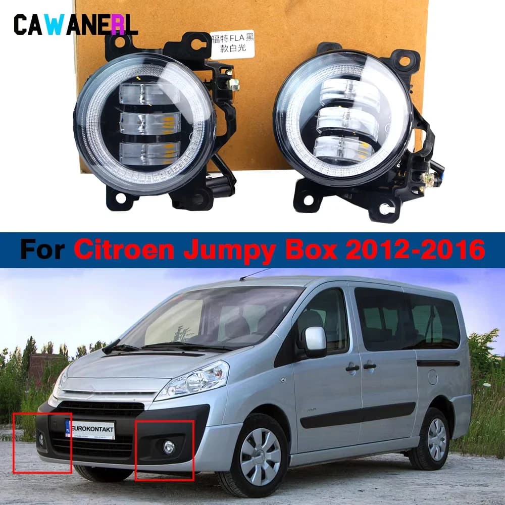 30W Car Front H11 Canbus LED Fog Light Angel Eye DRL Daylight 2 Pieces For Citroen Jumpy Box 2012 2013 2014 2015 2016