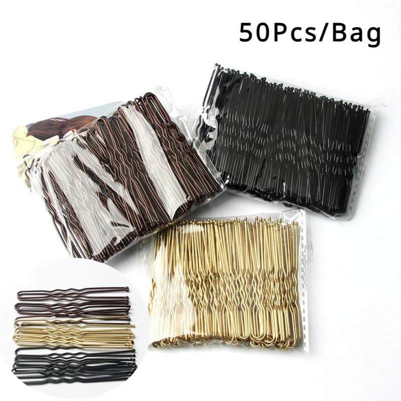 5/6/7 cm Perni di capelli in metallo a forma di U Fermagli per capelli ondulati Perni di capelli da sposa Forcine in lega Barrettes Strumenti per lo styling dei capelli Nero 50 Pz/borsa