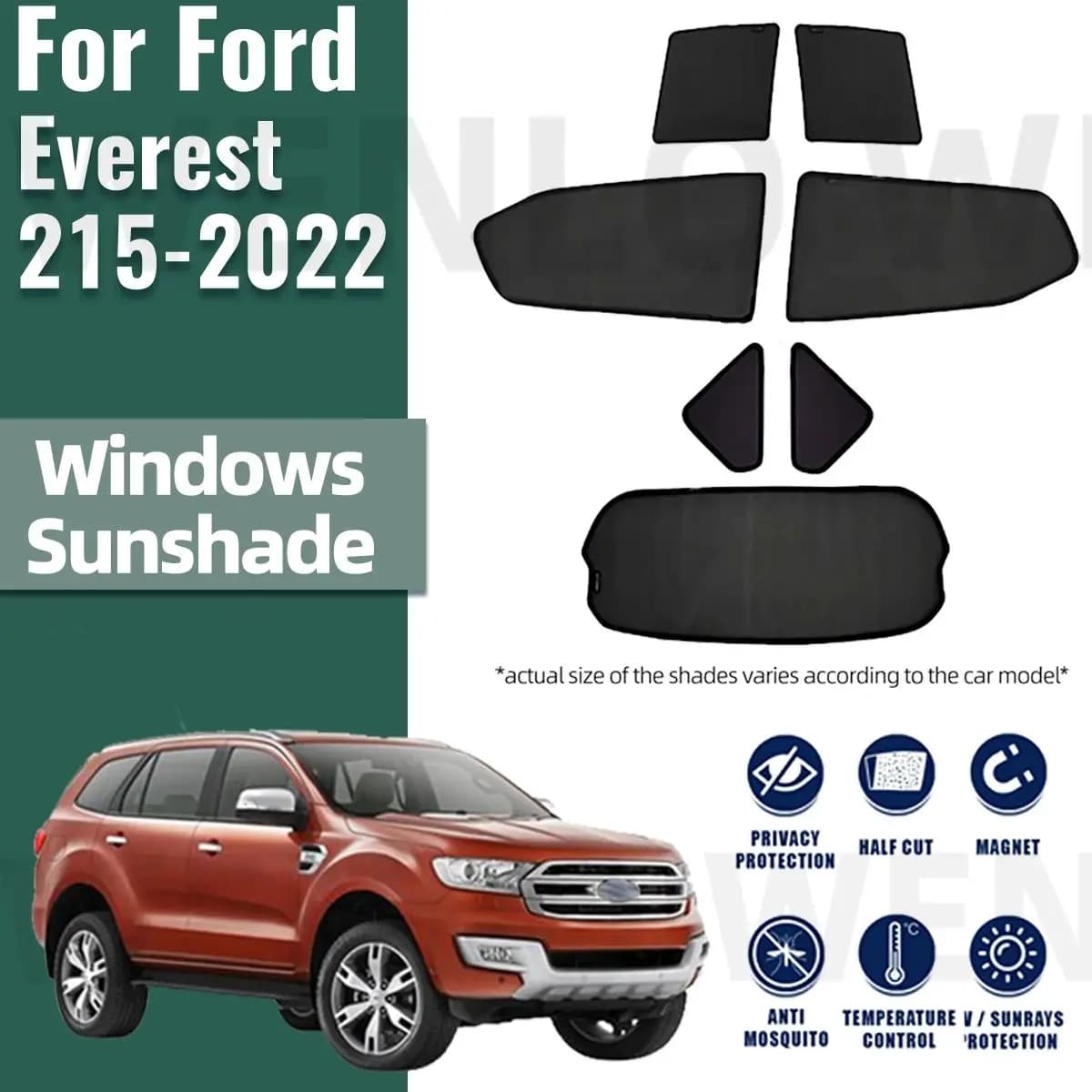 Per Ford Everest 2015-2020 2021 2022 Magnetico Auto Parasole Parabrezza Anteriore Telaio Tenda Lunotto Laterale Posteriore Tenda Da Sole Visiera